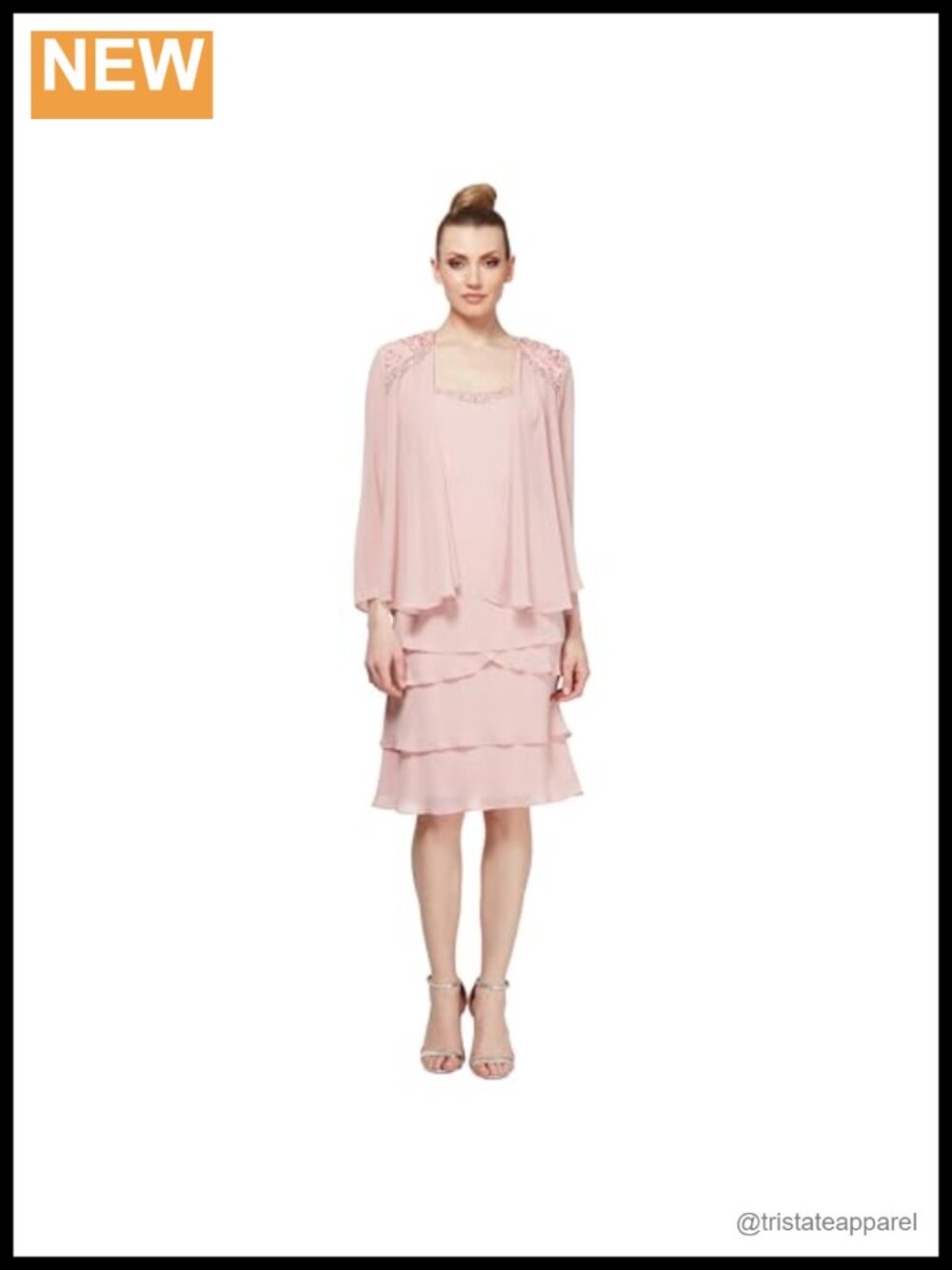 Two-Piece Mother of the Bride Chiffon Dress with Jacket Beaded